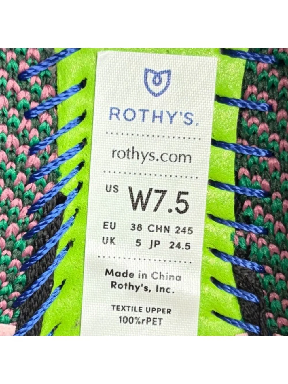 Rothy's The Point Womens Size 7.5 Green Casual Knit Slip On Ballet Flats Shoes